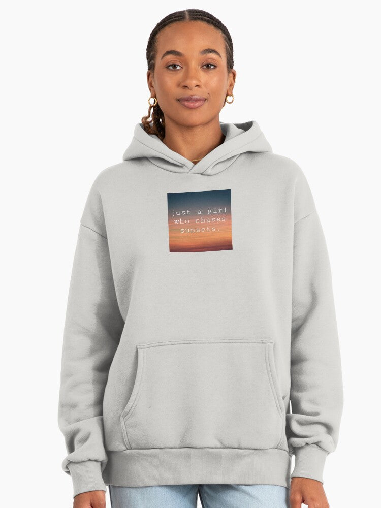 Just A Girl Who Chases Sunsets Oversized Hoodie Bone