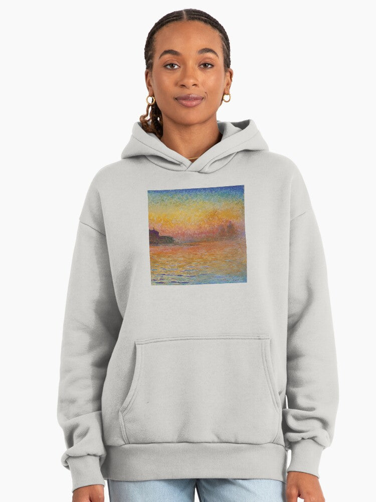 Sunset Horizon Painting Hoodie - Premium Oversized Artistic Mood Bone