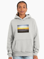 Sunset Mountains Adventure Hoodie - Premium Oversized Outdoor Apparel Bone
