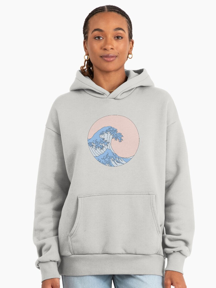 Aesthetic Wave Graphic Hoodie - Premium Oversized Ocean Style Top Bone