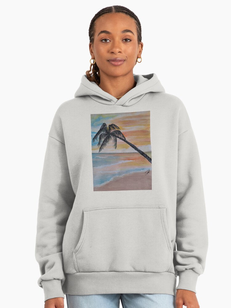 Classic Sunset Silhouette Premium Oversized Hoodie Durable Fabric Bone