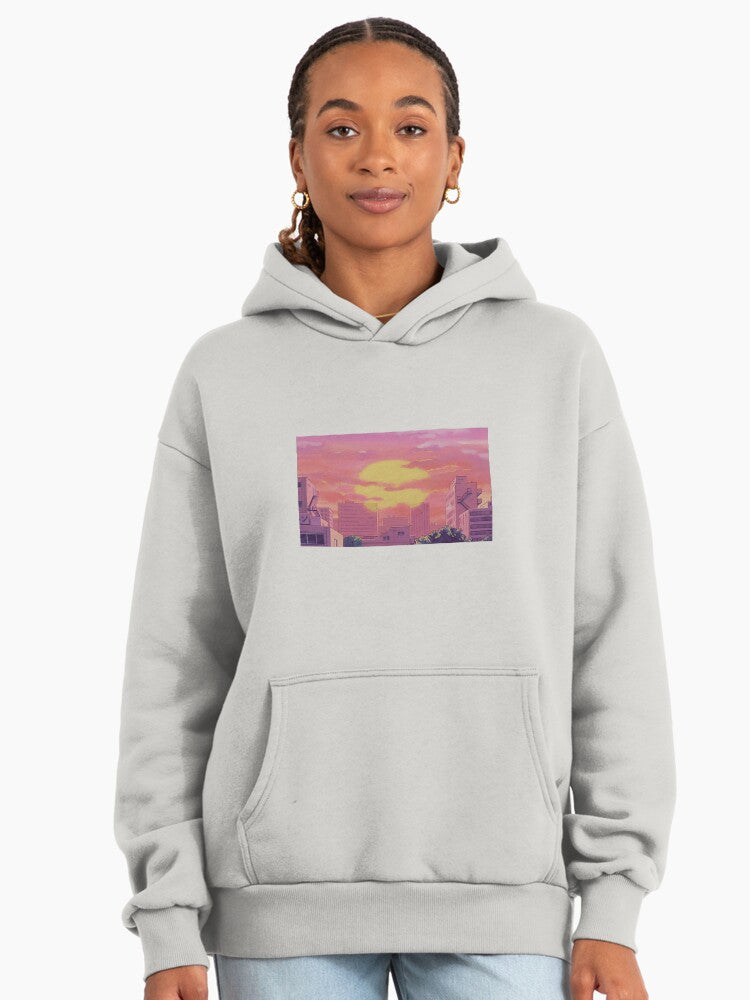 Horizon Glow Sunset Hoodie - Premium Oversized Minimalist Urban Wear Bone