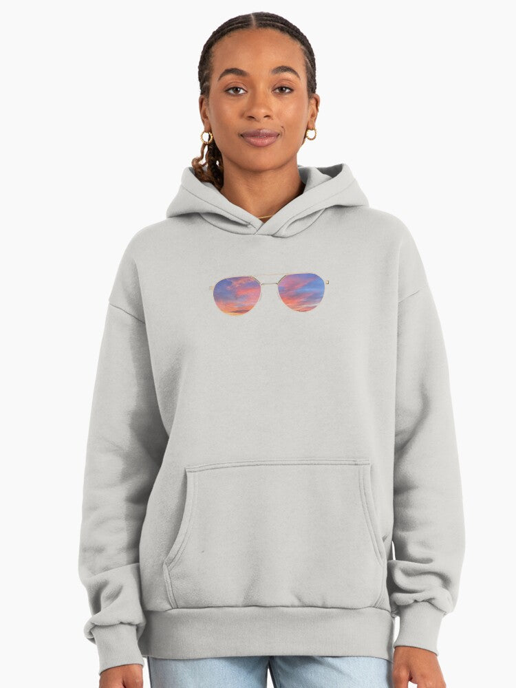 Sunset Sunglasses Graphic Hoodie - Premium Oversized Trendy Style Bone